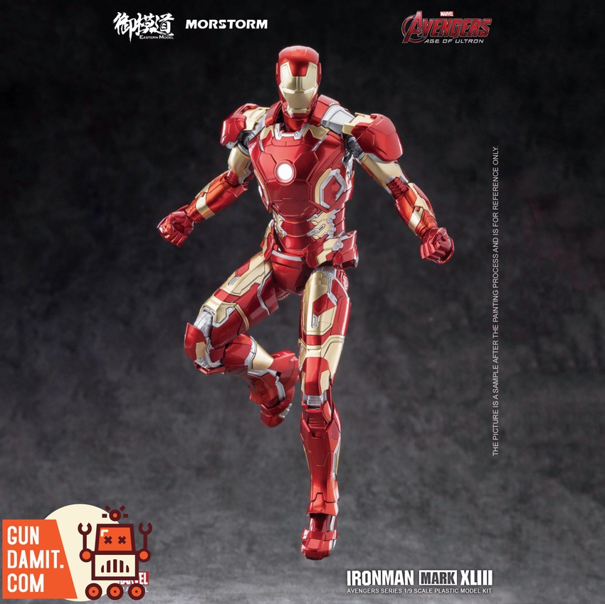 Eastern Model 1/9 Iron Man Mark 43 pre-painted model kit flying action pose Eastern Model 1/9 Iron Man Mark 43 pre-painted model kit flying action pose