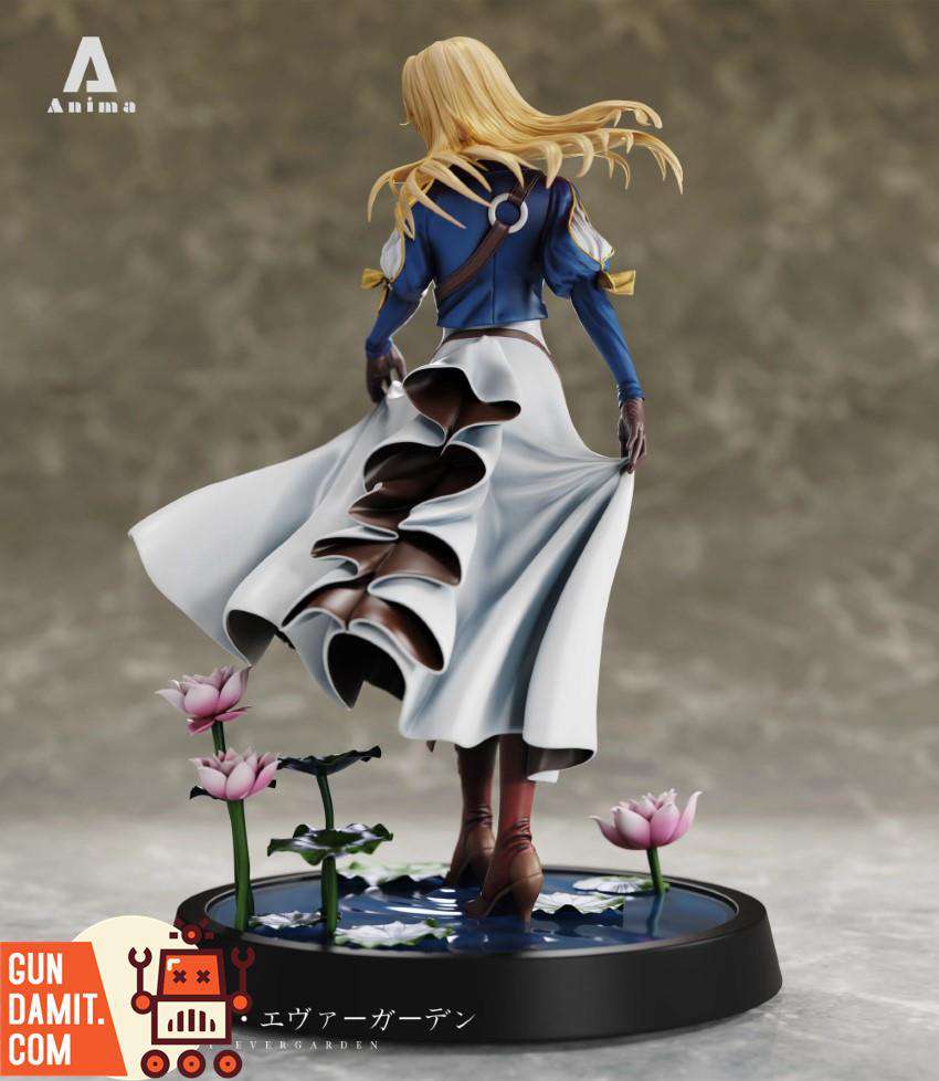 Violet Evergarden statue rear view showing flowing dress and boots Violet Evergarden statue rear view showing flowing dress and boots