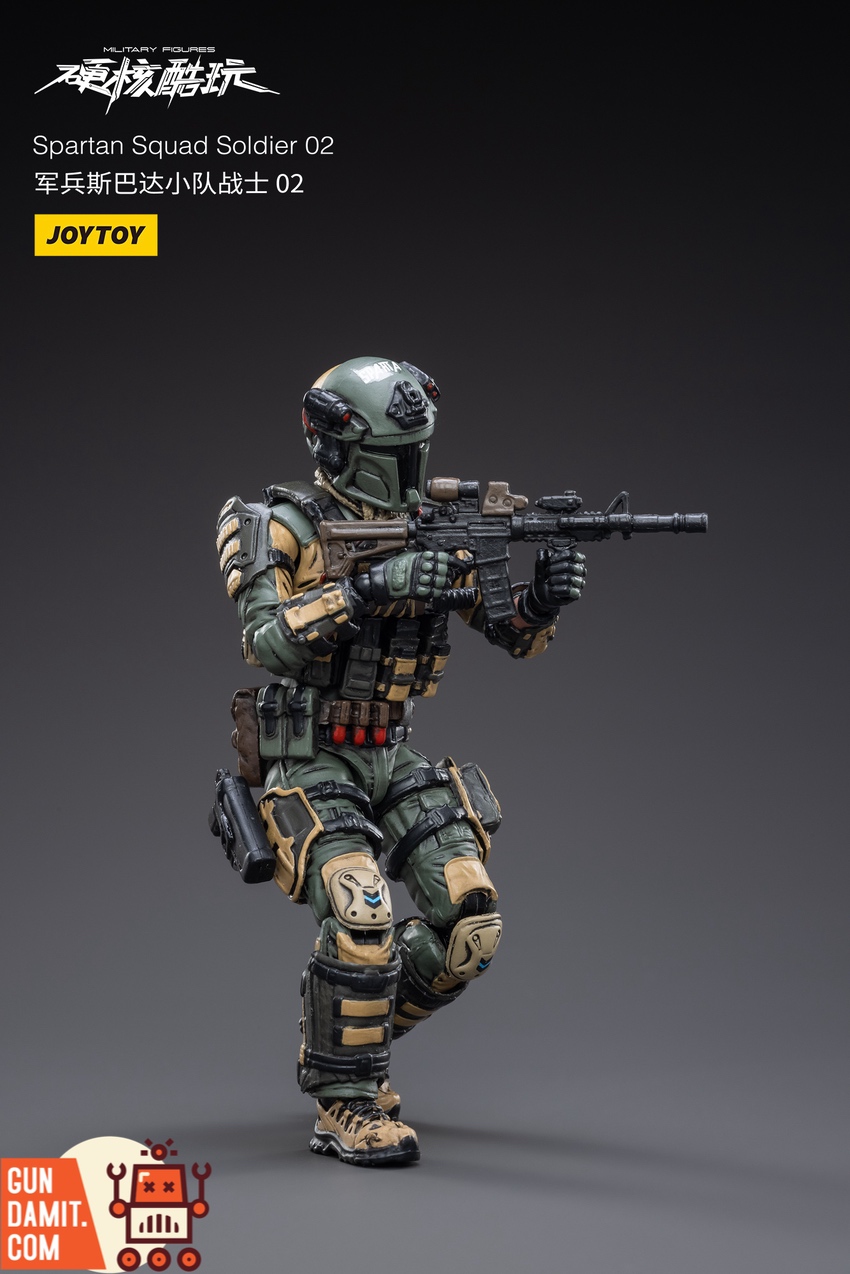 Spartan Squad Soldier 02 kneeling aiming pose with assault rifle Spartan Squad Soldier 02 kneeling aiming pose with assault rifle
