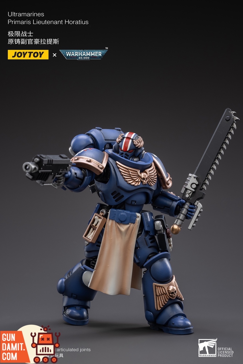 JoyToy Ultramarines Lieutenant Horatius 1/18 figure in display pose JoyToy Ultramarines Lieutenant Horatius 1/18 figure in display pose