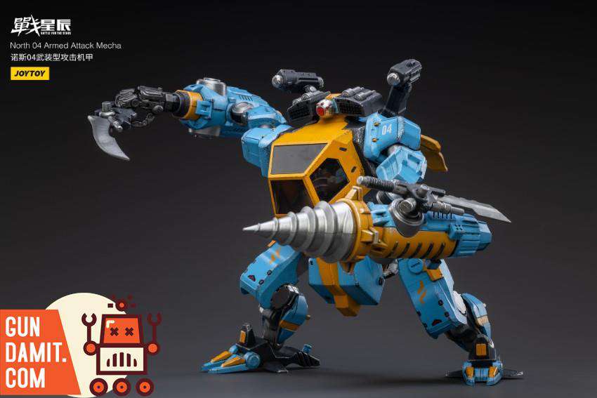 North 04 Armed Attack Mecha dynamic combat pose with drill arm North 04 Armed Attack Mecha dynamic combat pose with drill arm
