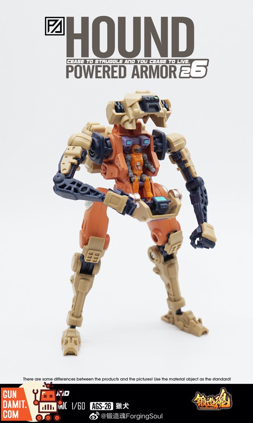 Forging Soul Powered Armor Hound front pose with rifle weapon Forging Soul Powered Armor Hound front pose with rifle weapon