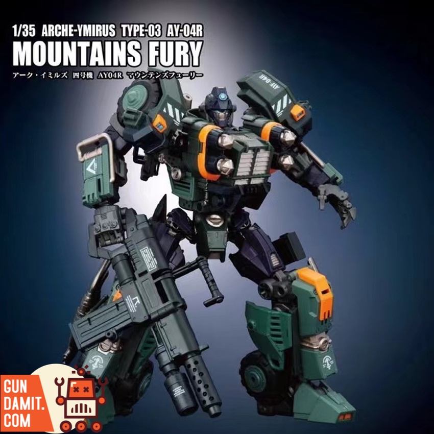 Toys Alliance 1/35 ARC-20 Arche-Ymirus Mountains Fury AY-04R front view with gatling gun and missile pods Toys Alliance 1/35 ARC-20 Arche-Ymirus Mountains Fury AY-04R front view with gatling gun and missile pods