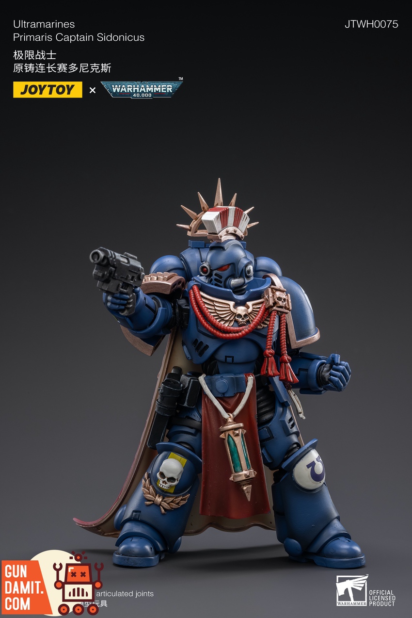 JoyToy Sidonicus 1/18 figure side view showing Omega chapter symbol JoyToy Sidonicus 1/18 figure side view showing Omega chapter symbol