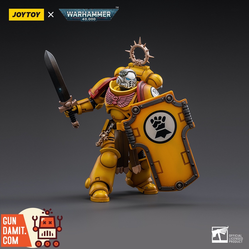 JoyToy 1/18 Warhammer 40K Imperial Fists Veteran Brother Thracius with power sword and storm shield JoyToy 1/18 Warhammer 40K Imperial Fists Veteran Brother Thracius with power sword and storm shield