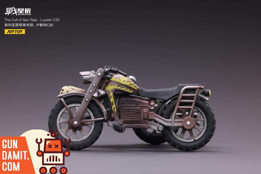 JoyToy 1/18 Luyster C30 motorcycle right side profile with flame decals JoyToy 1/18 Luyster C30 motorcycle right side profile with flame decals