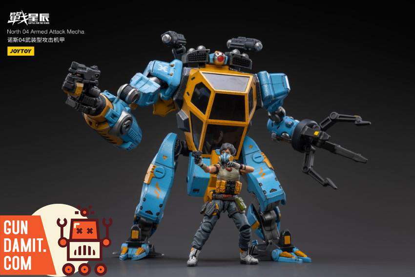 JoyToy North 04 Armed Attack Mecha front view with pilot and claw arms JoyToy North 04 Armed Attack Mecha front view with pilot and claw arms