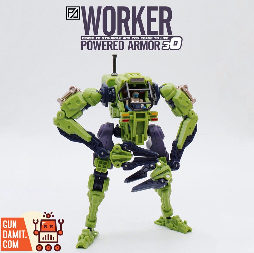 Forging Soul AGS-30 Worker Priest green construction mecha front view Forging Soul AGS-30 Worker Priest green construction mecha front view