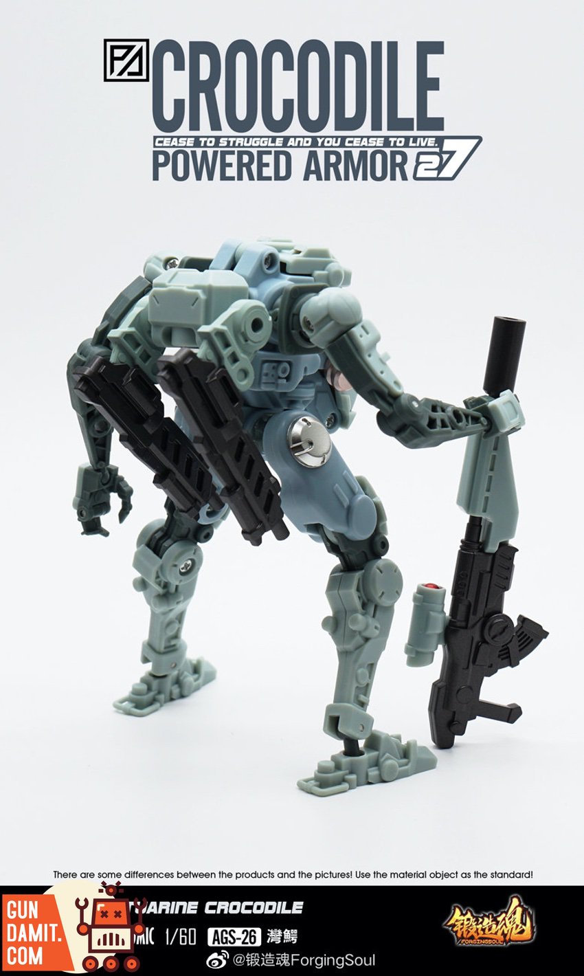 AGS-27 Estuarine Crocodile armed standing pose with rifle weapon AGS-27 Estuarine Crocodile armed standing pose with rifle weapon