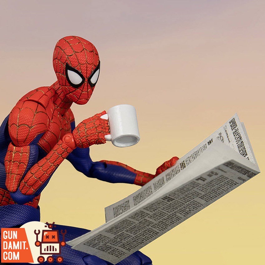 Sentinel Peter B. Parker Spider-Verse figure unmasked head close-up Sentinel Peter B. Parker Spider-Verse figure unmasked head close-up
