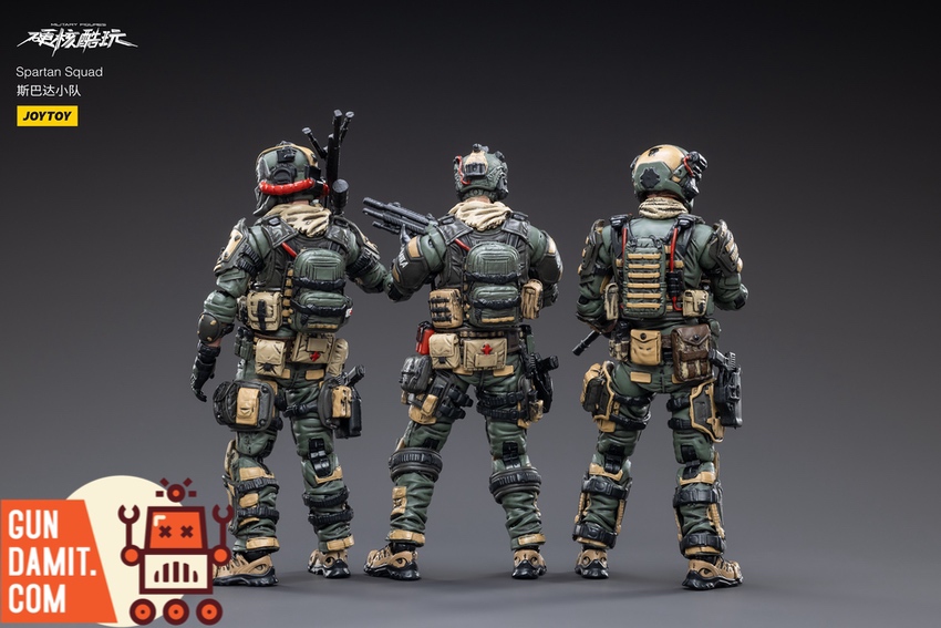 Spartan Squad soldiers rear view showing tactical backpacks Spartan Squad soldiers rear view showing tactical backpacks