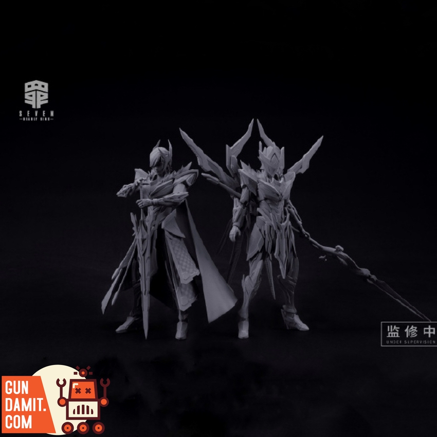 MS General Seven Deadly Sins Pride model kit two knight figures front view unpainted prototype MS General Seven Deadly Sins Pride model kit two knight figures front view unpainted prototype