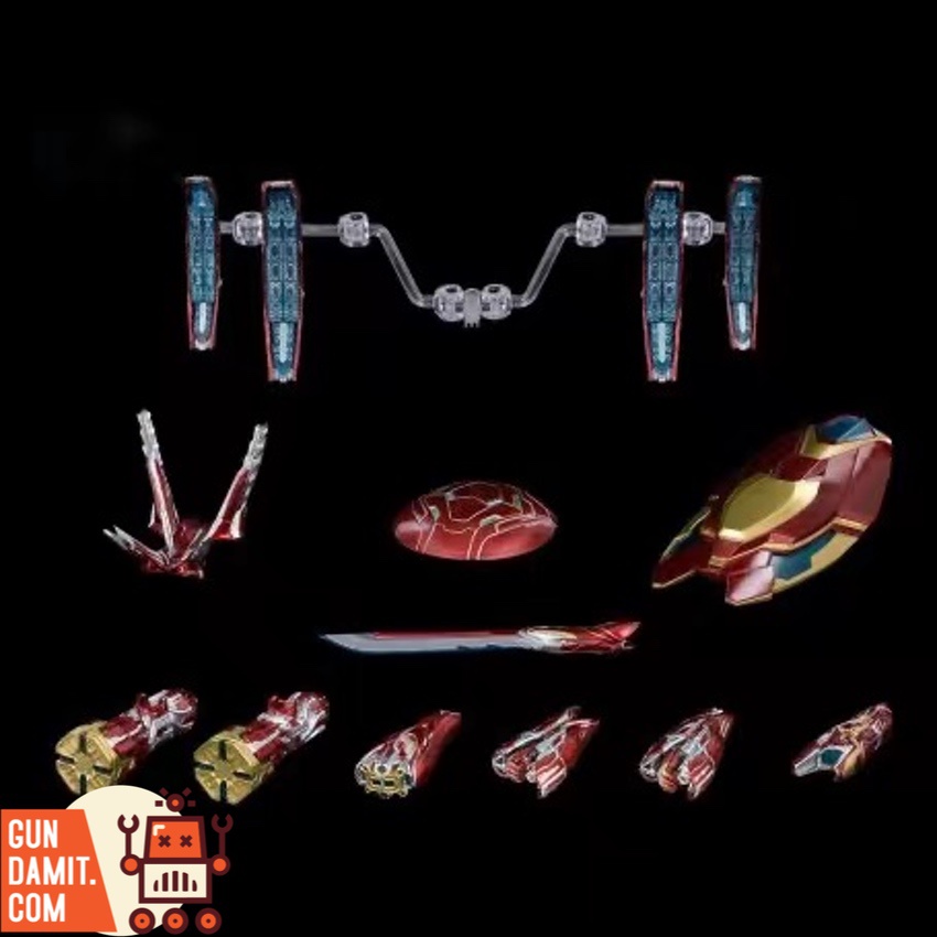 Threezero Iron Man Mark 50 accessory pack weapons and shields layout Threezero Iron Man Mark 50 accessory pack weapons and shields layout