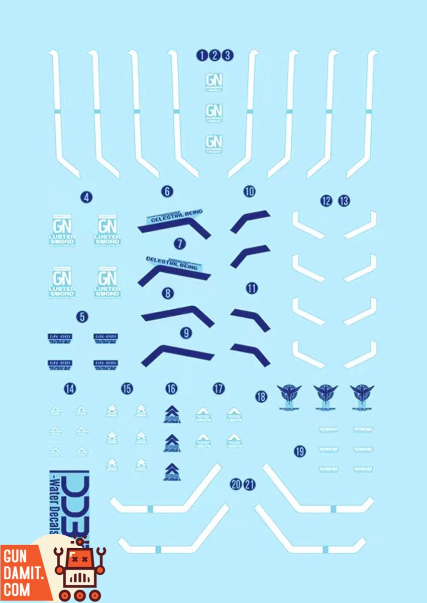 DDB Model Devise Exia water slide decal sheet with Celestial Being markings DDB Model Devise Exia water slide decal sheet with Celestial Being markings
