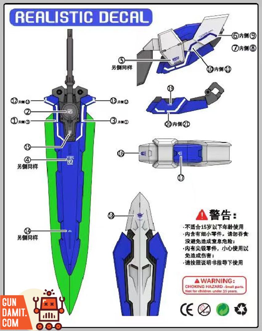 DDB Model Devise Exia decal placement guide for sword and shield DDB Model Devise Exia decal placement guide for sword and shield