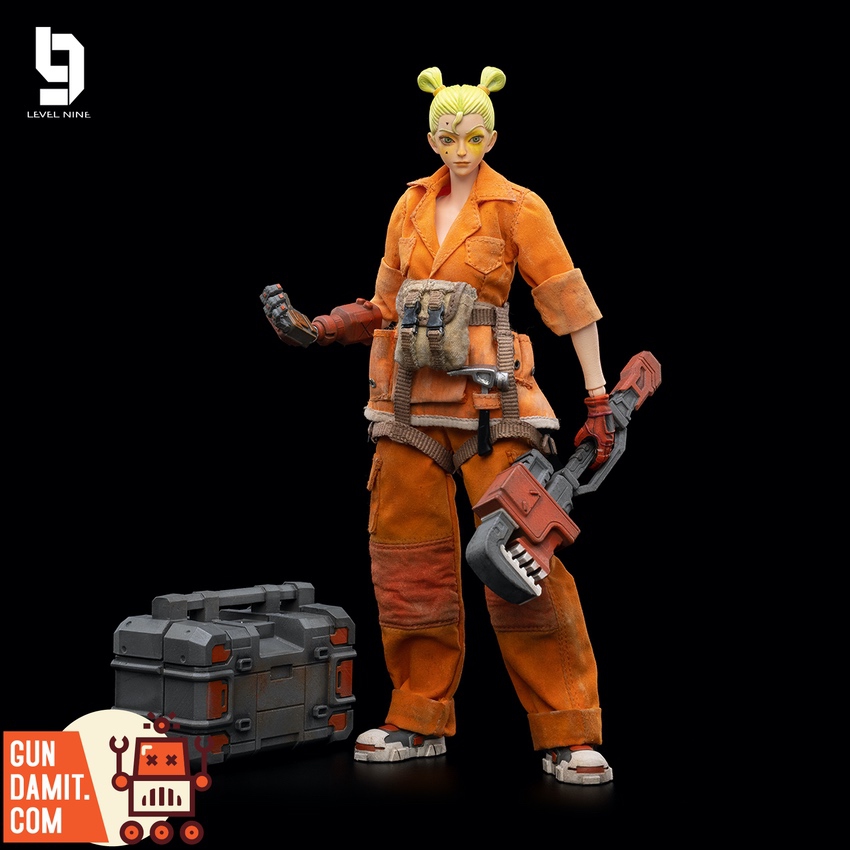 JoyToy 1/12 Frontline Chaos Lie action figure in orange mechanic jumpsuit holding pipe wrench JoyToy 1/12 Frontline Chaos Lie action figure in orange mechanic jumpsuit holding pipe wrench