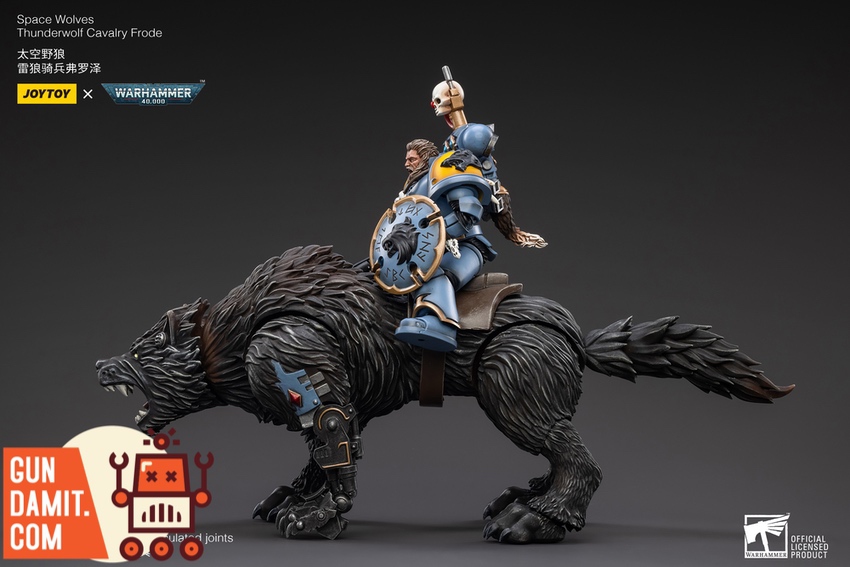 Space Wolves Thunderwolf Cavalry Frode mounted side profile view Space Wolves Thunderwolf Cavalry Frode mounted side profile view