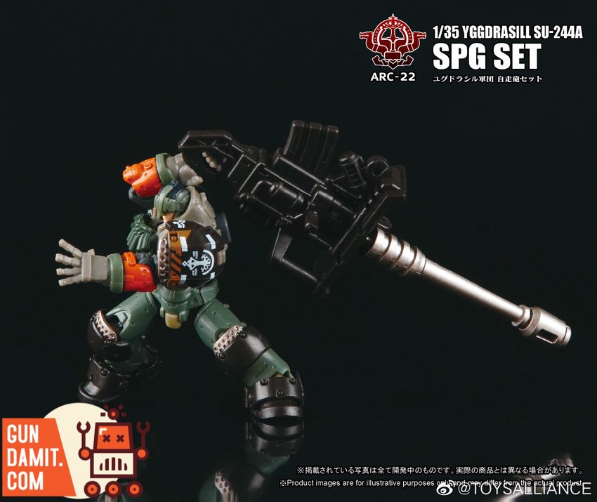 Toys Alliance 1/35 ARC-22 Yggdrasill SPG mecha rear view with gatling gun Toys Alliance 1/35 ARC-22 Yggdrasill SPG mecha rear view with gatling gun