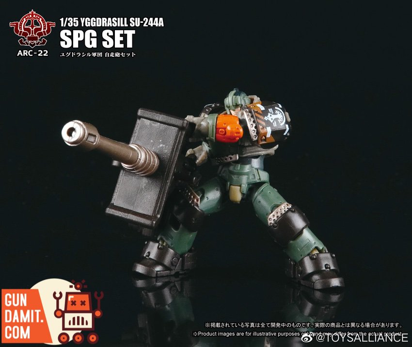 Toys Alliance 1/35 ARC-22 Yggdrasill SPG mecha crouching with cannon barrel Toys Alliance 1/35 ARC-22 Yggdrasill SPG mecha crouching with cannon barrel