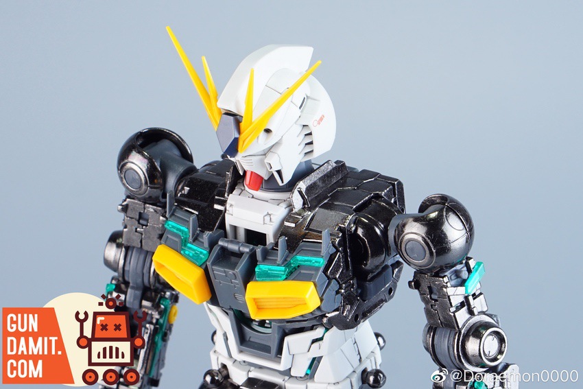 Point Factory Nu Gundam upgrade kit installed showing upper body with alloy frame Point Factory Nu Gundam upgrade kit installed showing upper body with alloy frame