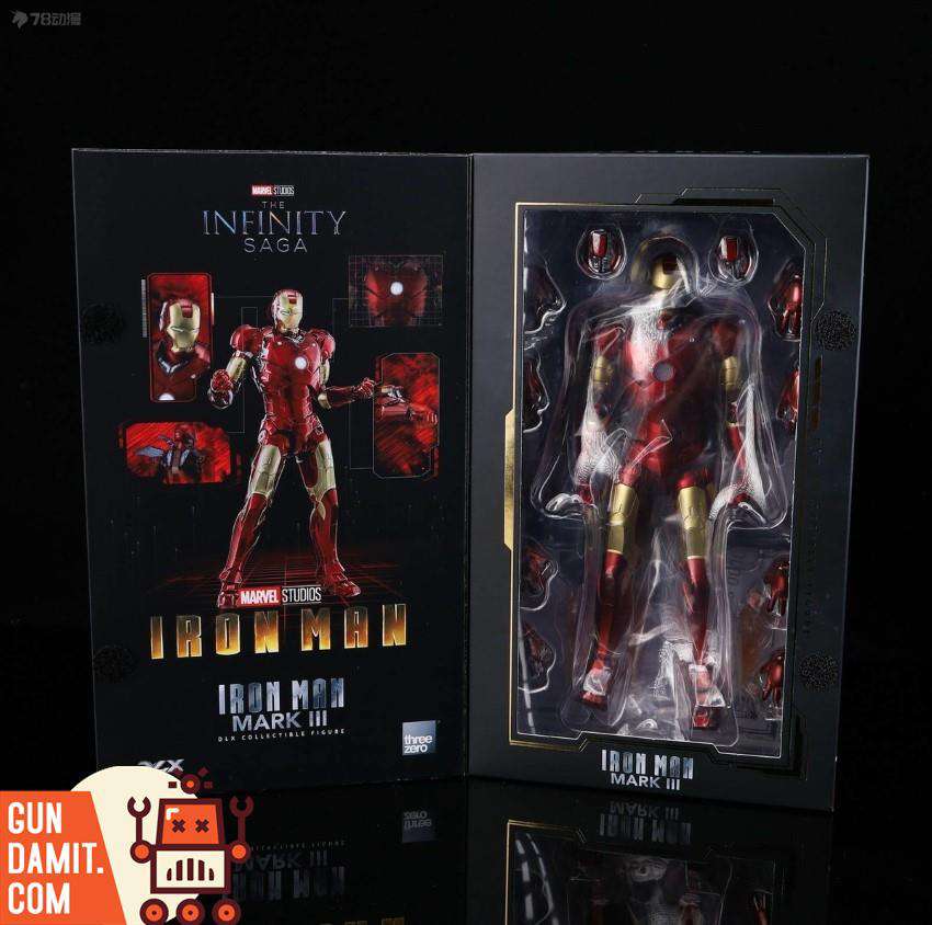 Threezero DLX Iron Man Mark 3 open box with figure and accessories Threezero DLX Iron Man Mark 3 open box with figure and accessories