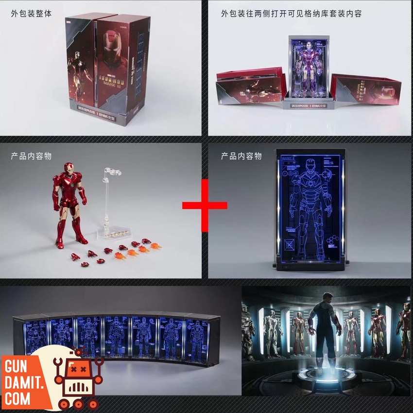 ZT Toys Iron Man Mark 3 figure with garage display accessories and LED hologram panels ZT Toys Iron Man Mark 3 figure with garage display accessories and LED hologram panels