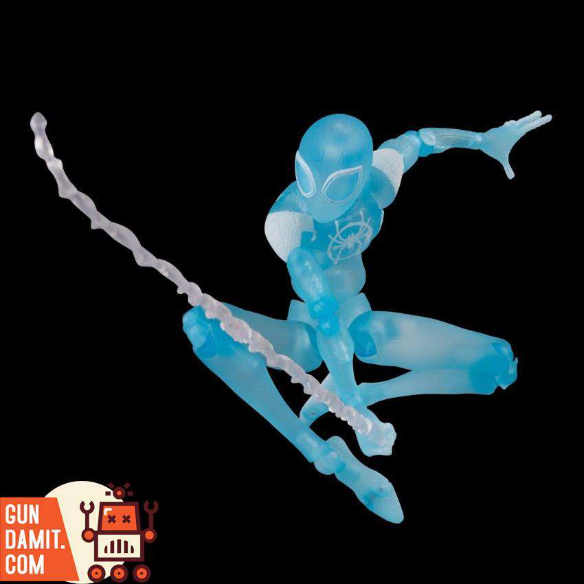 Sentinel SV-ACTION Miles Morales Spider-Man translucent blue clear version swinging with web Sentinel SV-ACTION Miles Morales Spider-Man translucent blue clear version swinging with web