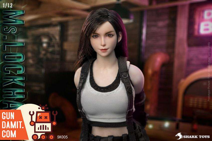 Shark Toys SK005 Fantasy Female Warrior Tifa Lockhart close-up portrait with purple highlights Shark Toys SK005 Fantasy Female Warrior Tifa Lockhart close-up portrait with purple highlights