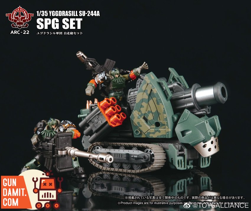 Toys Alliance 1/35 ARC-22 Yggdrasill SPG tracked tank platform rear angle view Toys Alliance 1/35 ARC-22 Yggdrasill SPG tracked tank platform rear angle view
