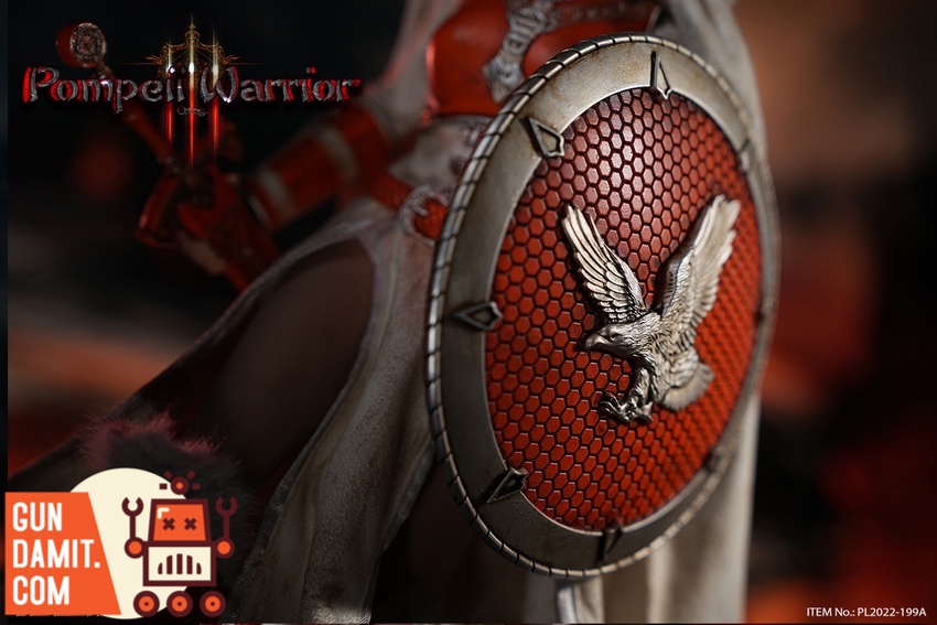 TBLeague PL2022-199A Pompeii Warrior Orange Version eagle emblem shield close-up detail TBLeague PL2022-199A Pompeii Warrior Orange Version eagle emblem shield close-up detail