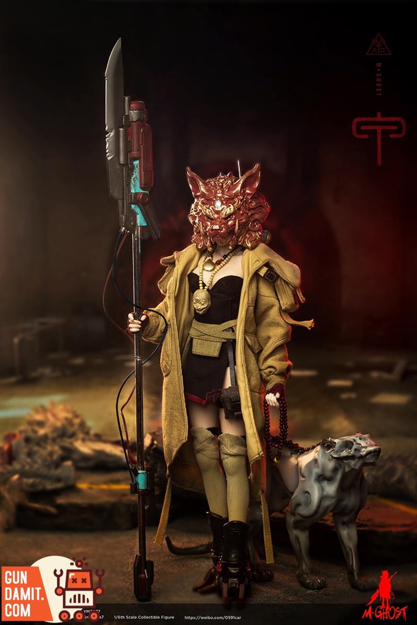 YMToys YMT077 Jiazi M-Ghost figure wearing oni demon mask with blade and dog companion YMToys YMT077 Jiazi M-Ghost figure wearing oni demon mask with blade and dog companion