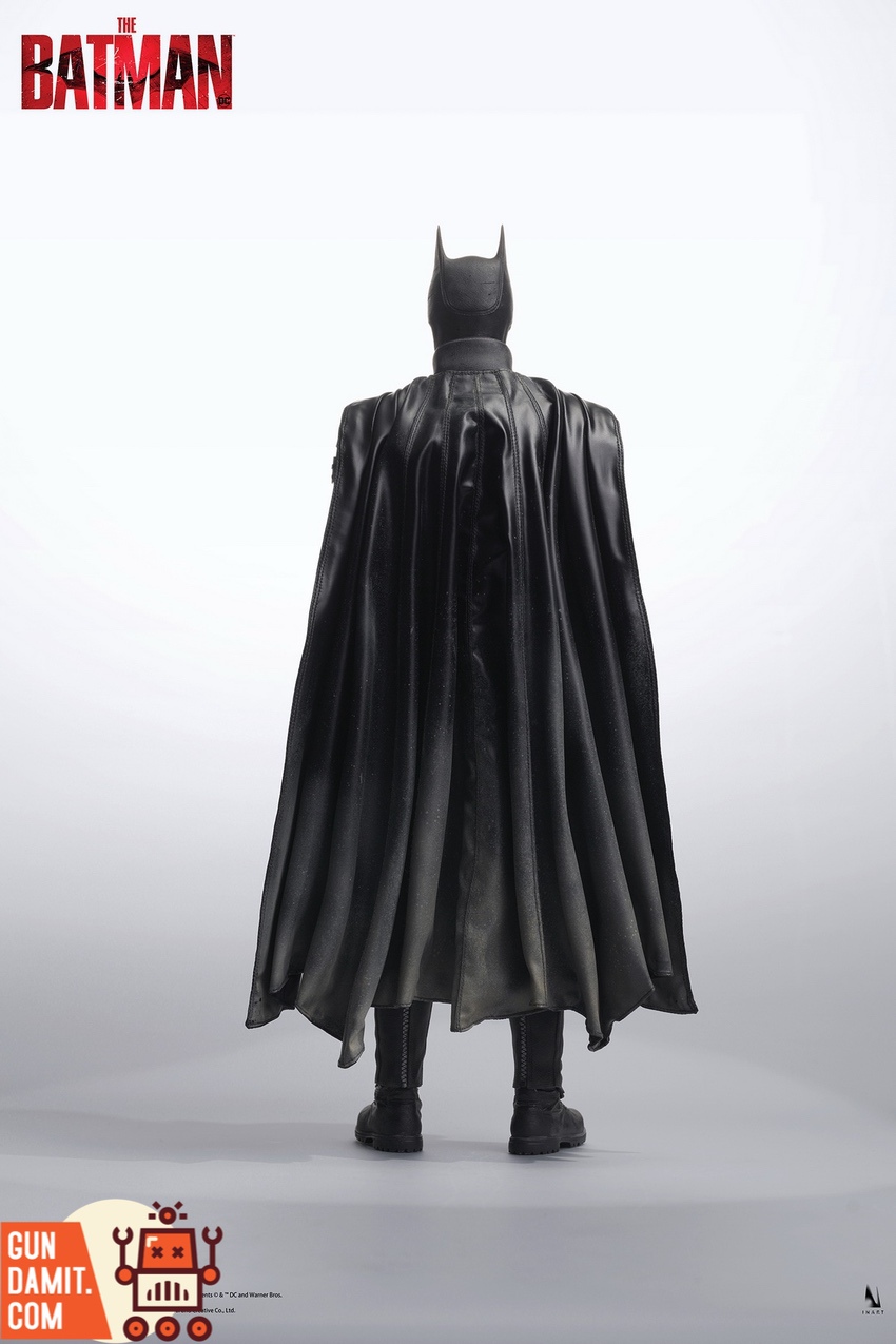 INART The Batman 1/6 rear view showing detailed fabric cape and cowl back INART The Batman 1/6 rear view showing detailed fabric cape and cowl back