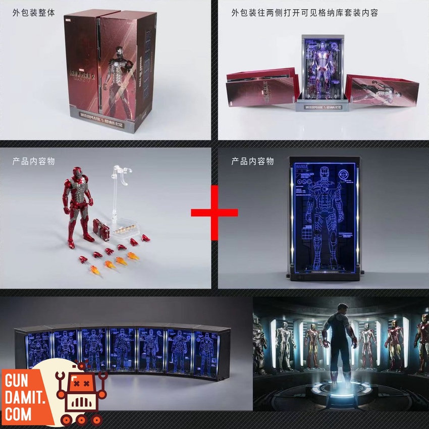 ZT Toys Iron Man Mark 5 figure with garage display accessories and LED hologram panels ZT Toys Iron Man Mark 5 figure with garage display accessories and LED hologram panels