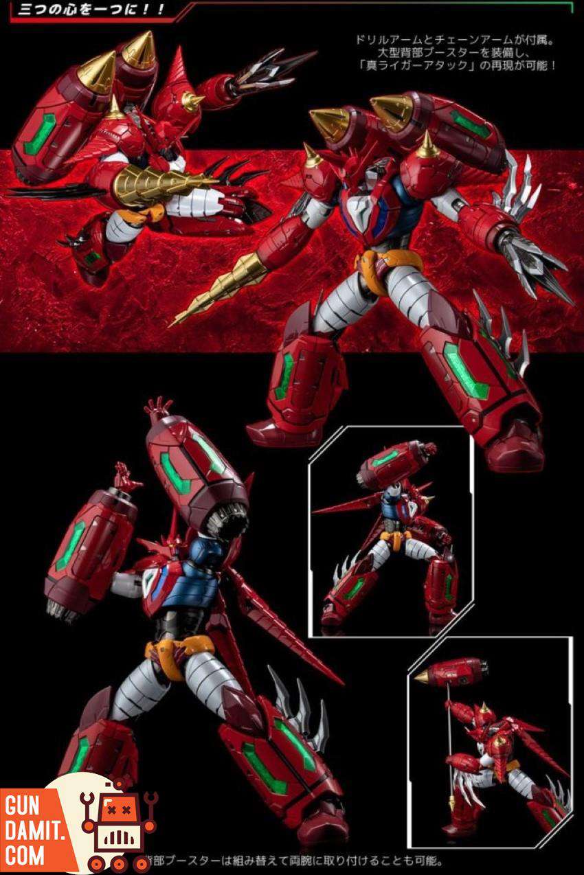 Sentinel Riobot Shin Getter Dragon multiple action poses showing drill arm and chain arm attacks Sentinel Riobot Shin Getter Dragon multiple action poses showing drill arm and chain arm attacks