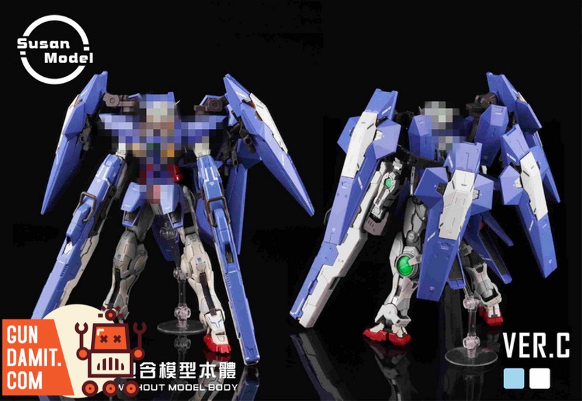 Susan Model SU015 Exia Ver.C assembled front and rear view with blue armor Susan Model SU015 Exia Ver.C assembled front and rear view with blue armor