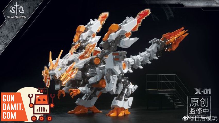 Sun Queen X-01 mech dinosaur kit alternate angle showing full body Sun Queen X-01 mech dinosaur kit alternate angle showing full body