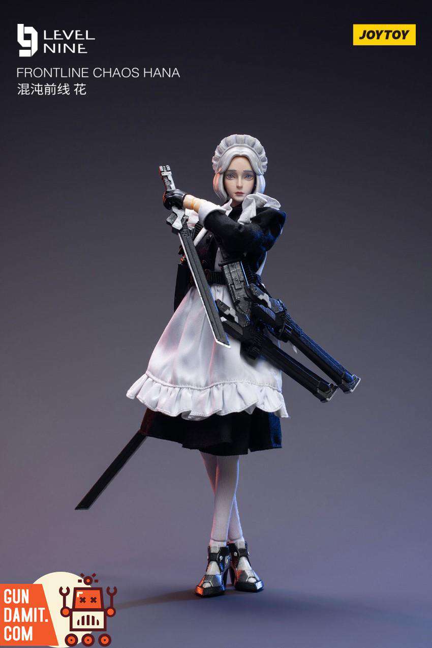 JoyToy Hana holding heavy crossbow weapon in combat maid uniform with white apron JoyToy Hana holding heavy crossbow weapon in combat maid uniform with white apron