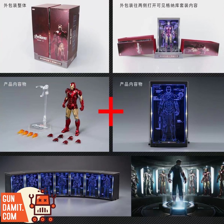 ZT Toys Iron Man Mark 6 figure with garage display accessories and LED hologram panels ZT Toys Iron Man Mark 6 figure with garage display accessories and LED hologram panels