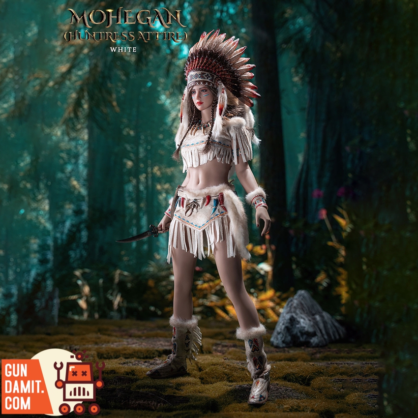 TBLeague 1/6 Mohegan Huntress white version standing with dagger in forest TBLeague 1/6 Mohegan Huntress white version standing with dagger in forest