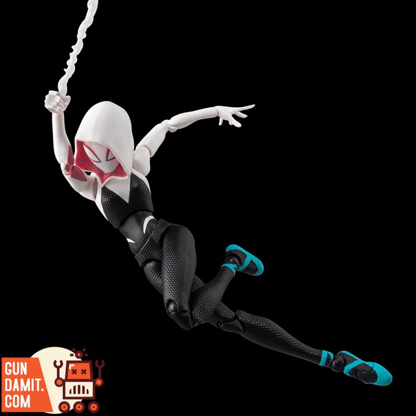 Spider-Gwen close-up with white and black suit details Spider-Gwen close-up with white and black suit details