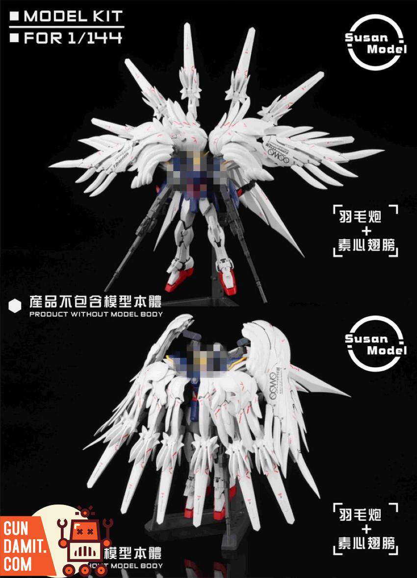 Susan Model SU016A upgrade kit installed on RG Wing Gundam with expanded wing and feather cannons Susan Model SU016A upgrade kit installed on RG Wing Gundam with expanded wing and feather cannons