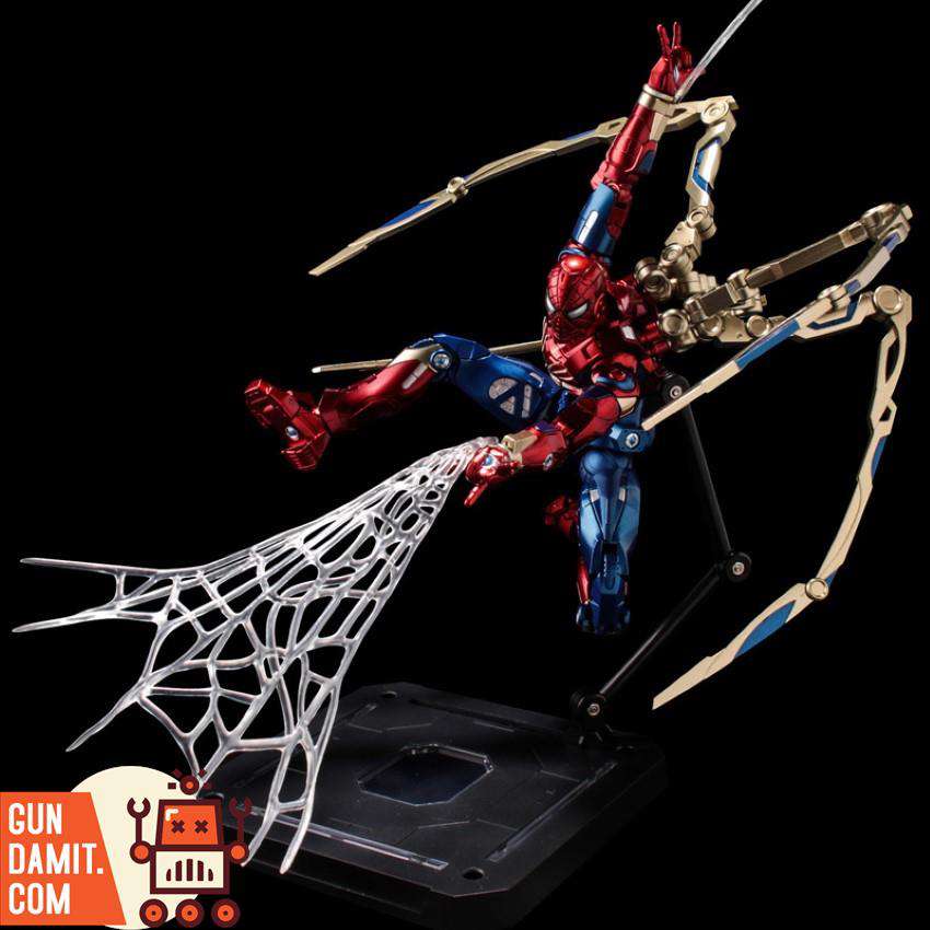 Sentinel Fighting Armor Iron Spider dynamic pose with web effect and spider legs on display stand Sentinel Fighting Armor Iron Spider dynamic pose with web effect and spider legs on display stand