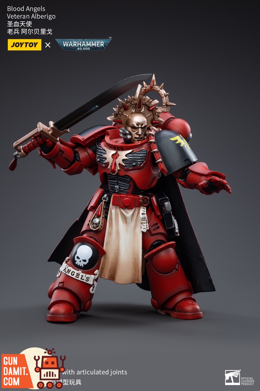 Blood Angels Veteran Alberigo side profile in combat stance Blood Angels Veteran Alberigo side profile in combat stance