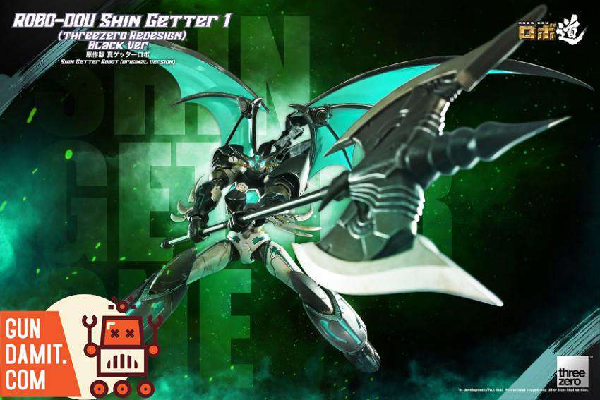 Shin Getter 1 Black close-up upper body with metallic black armor Shin Getter 1 Black close-up upper body with metallic black armor