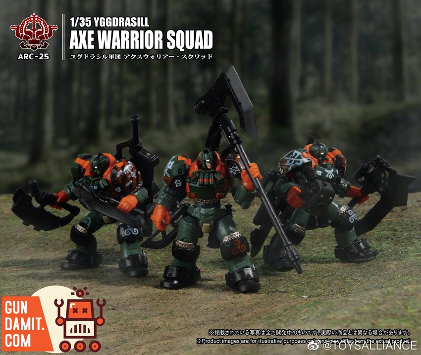 ARC-25 Axe Warrior Squad full accessories and weapon layout ARC-25 Axe Warrior Squad full accessories and weapon layout
