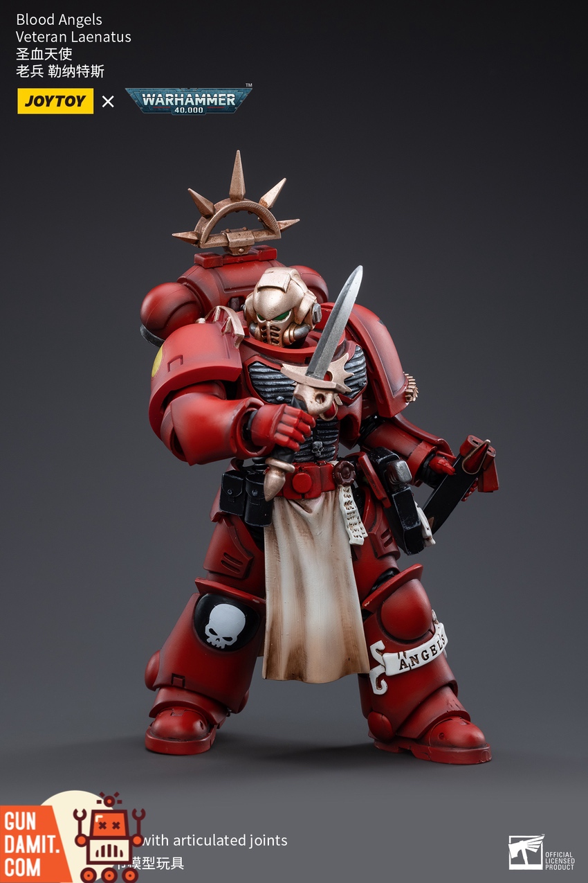 JoyToy WH40K Laenatus close-up on helmet and armor insignia JoyToy WH40K Laenatus close-up on helmet and armor insignia