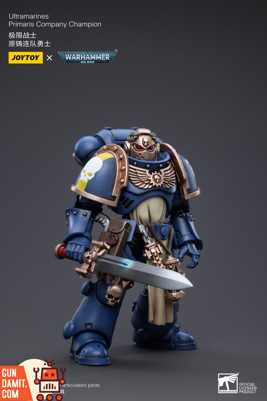 Ultramarines Company Champion rear view showing Ultramarines insignia and cape Ultramarines Company Champion rear view showing Ultramarines insignia and cape