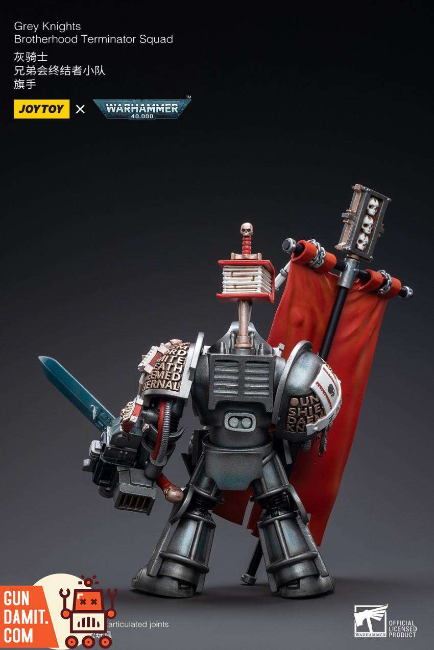 JoyToy 1/18 Warhammer 40K Grey Knights Terminator Flagman with red banner and power sword JoyToy 1/18 Warhammer 40K Grey Knights Terminator Flagman with red banner and power sword