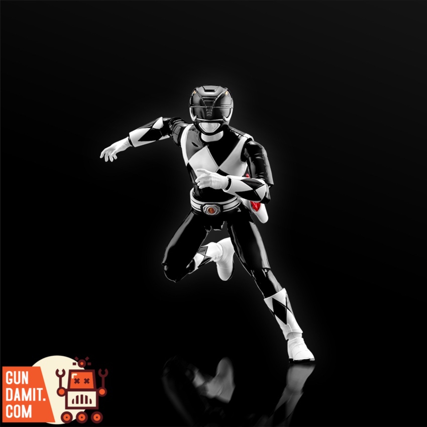 Flame Toys Furai Model Black Ranger running pose on black background Flame Toys Furai Model Black Ranger running pose on black background