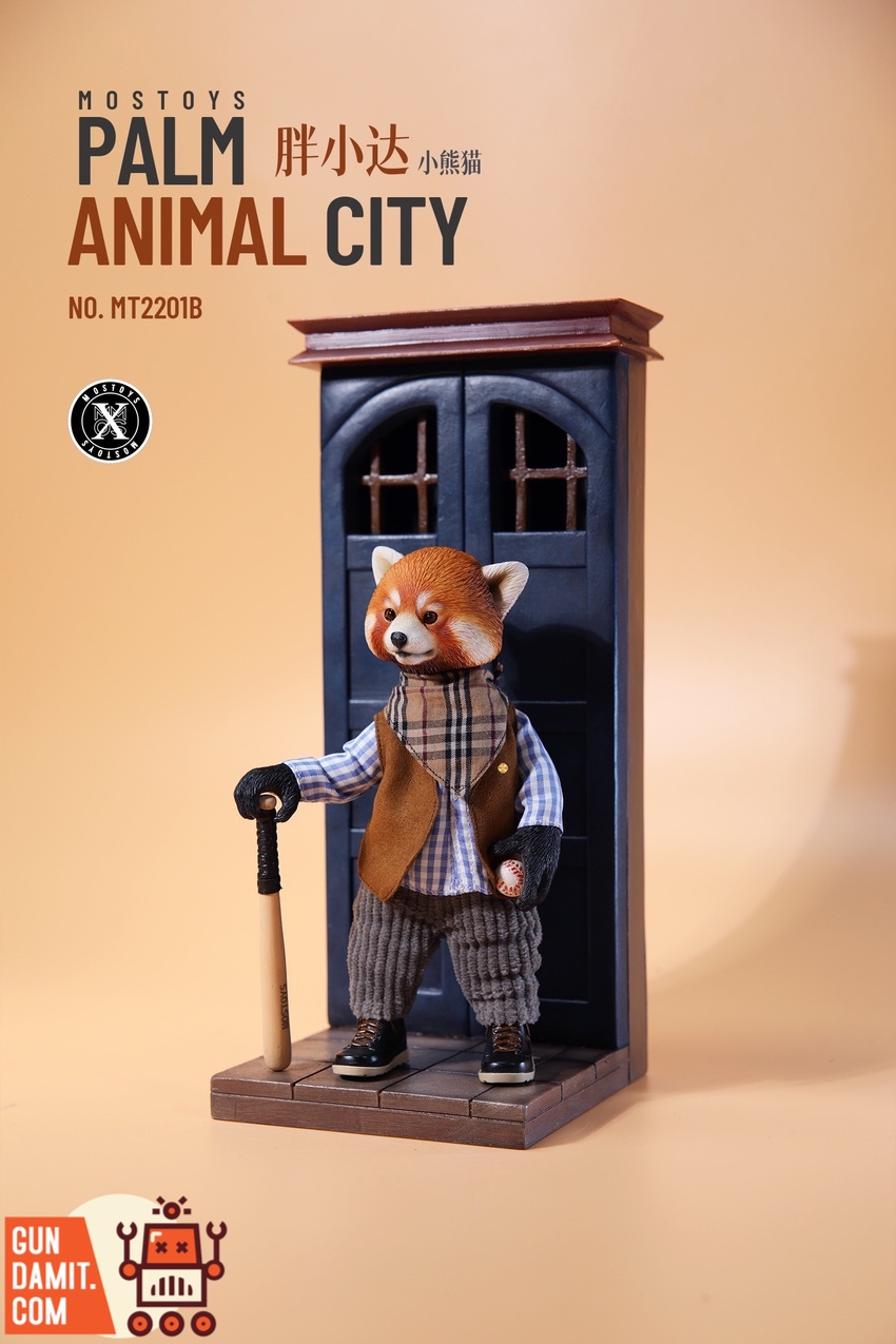 Palm Animal City red panda figure with door diorama background Palm Animal City red panda figure with door diorama background